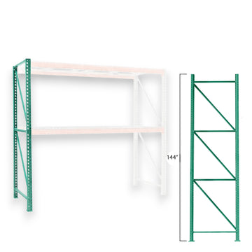 Kingmore Teardrop 12' Pallet Rack Uprights (15ga, 5"x8" Baseplate, 18,928 lb Cap. @ 48" Shelf Spacing )