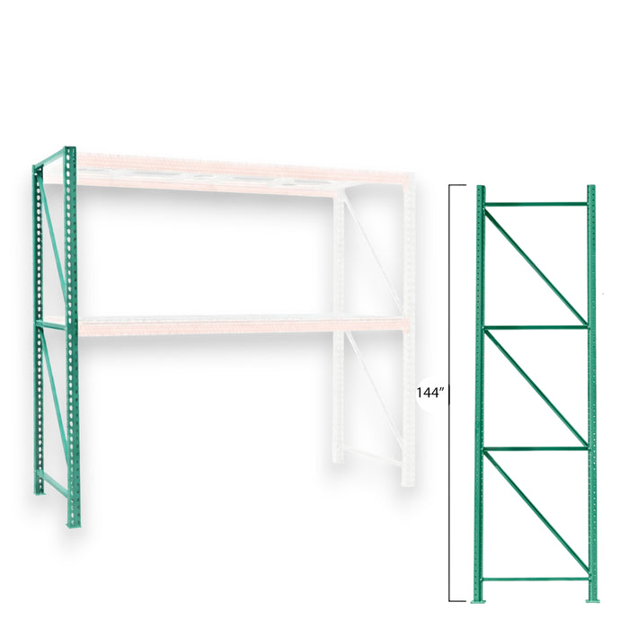 Kingmore Teardrop 12' Pallet Rack Uprights (15ga, 5"x8" Baseplate, 18,928 lb Cap. @ 48" Shelf Spacing )