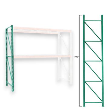 Kingmore Teardrop 16' Pallet Rack Uprights (14ga., 5X8" Baseplate,  21,781 lb Cap. @ 48'' shelf spacing)