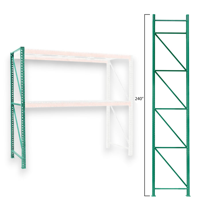 Kingmore Teardrop 20' Pallet Rack Uprights (14ga., 8X8" Baseplate,  23,100 lb Cap. @ 48'' shelf spacing)