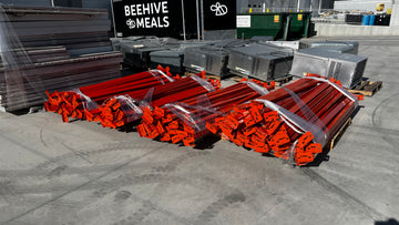 used 8’x4” teardrop pallet rack beam