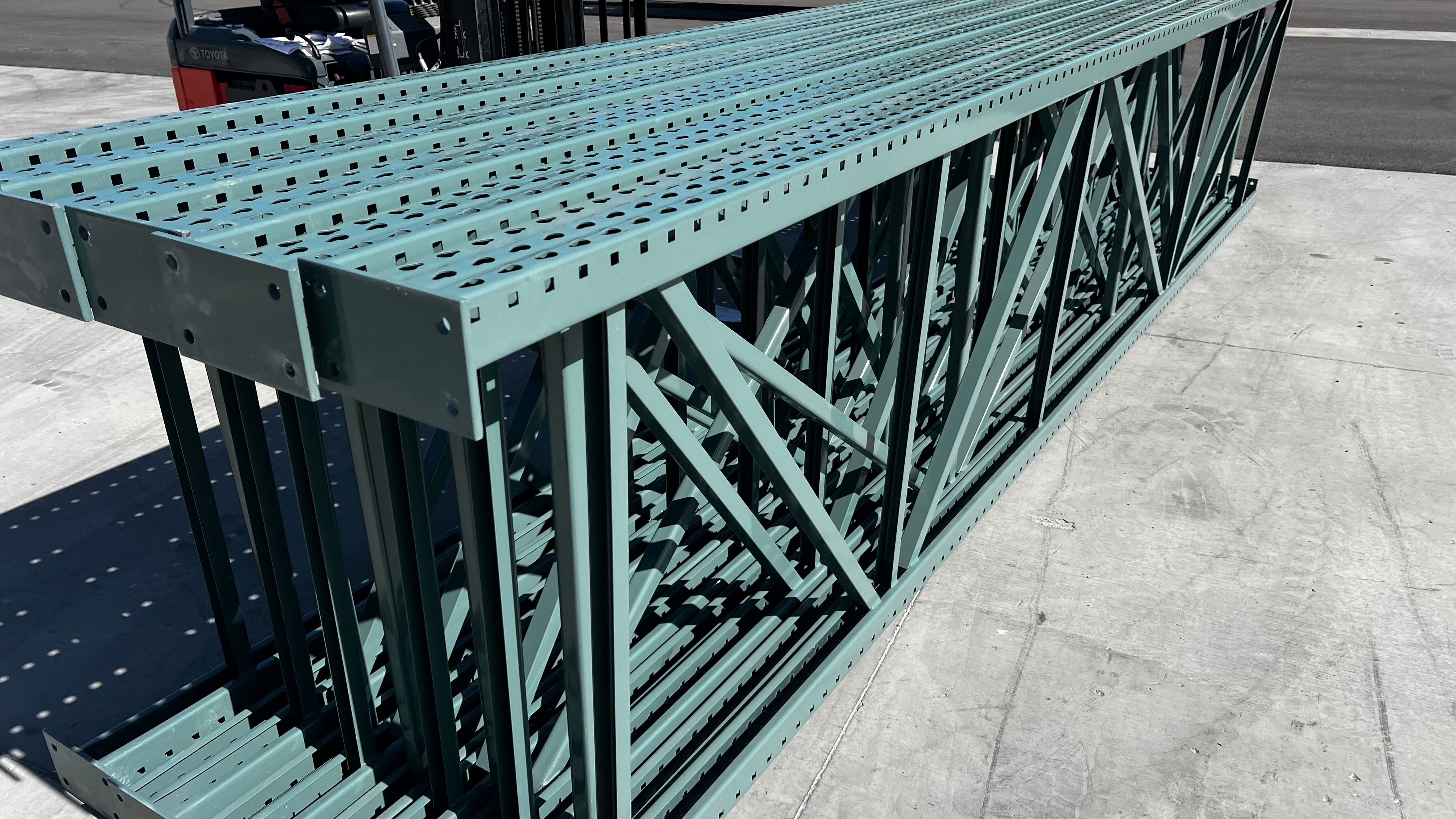 used 17’x42”  teardrop pallet rack upright