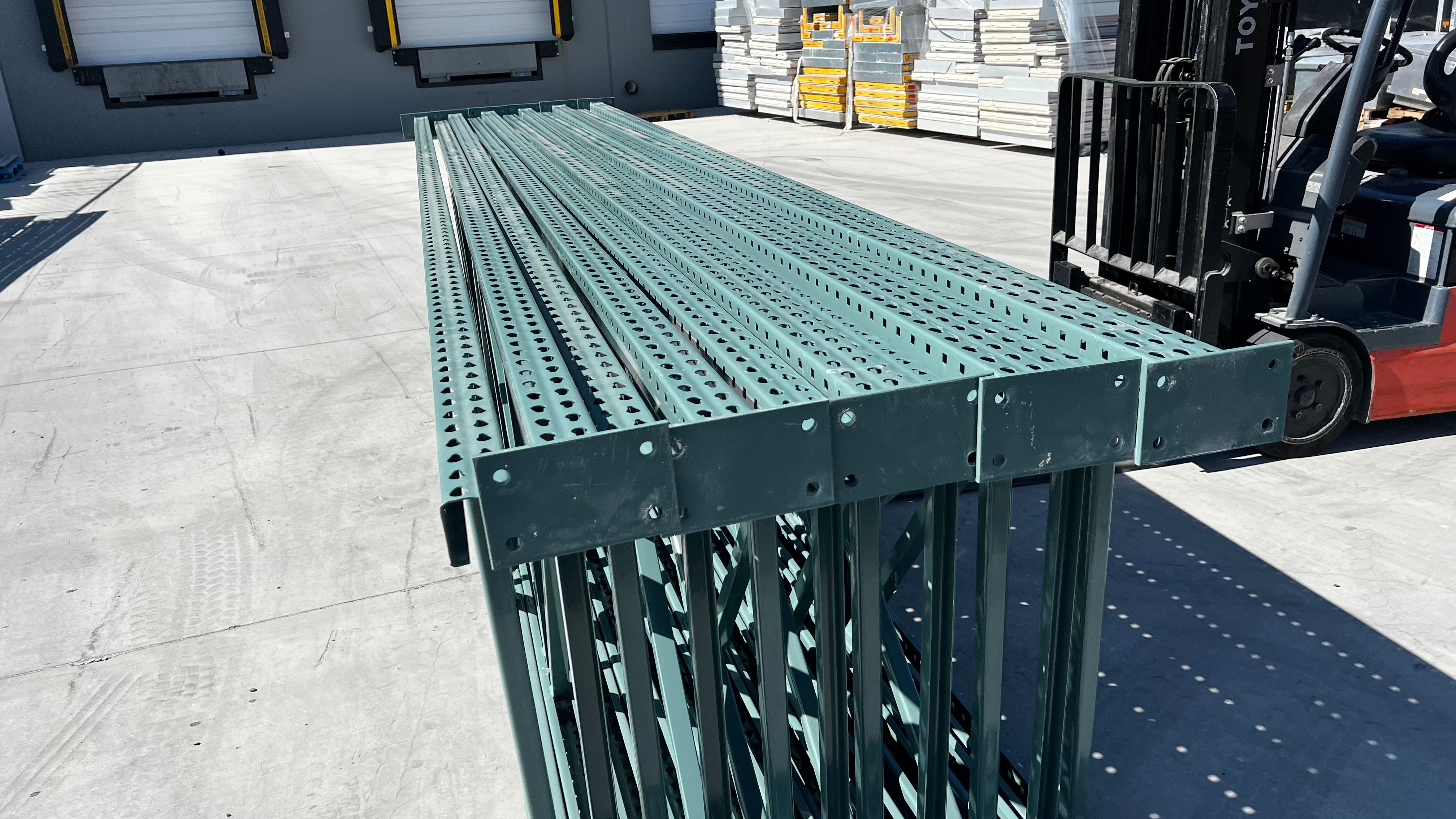 used 17’x42”  teardrop pallet rack upright