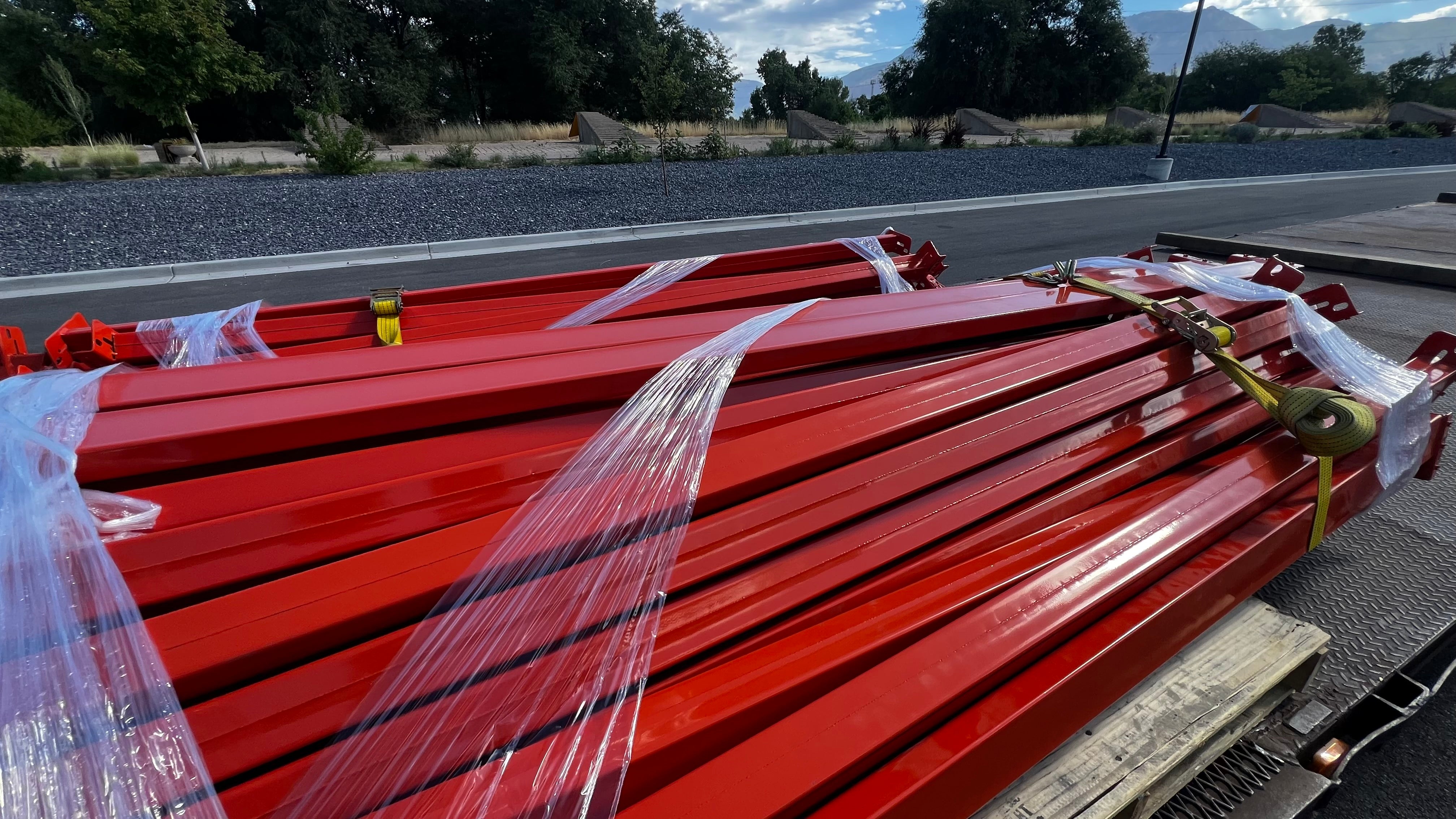 used 8’x4” teardrop pallet rack beam