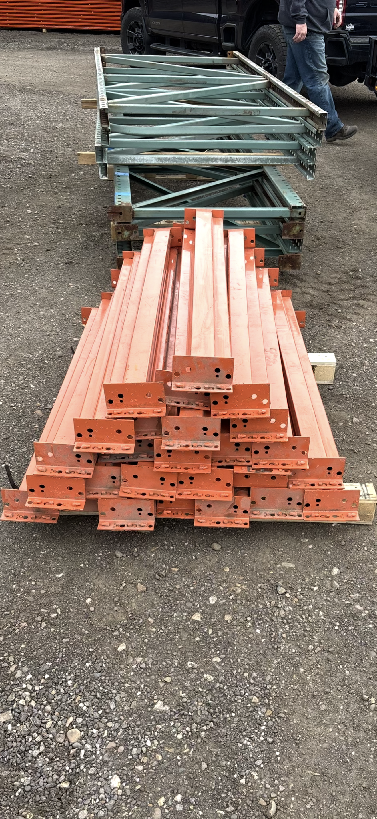 used 4’ x4” teardrop pallet rack beam
