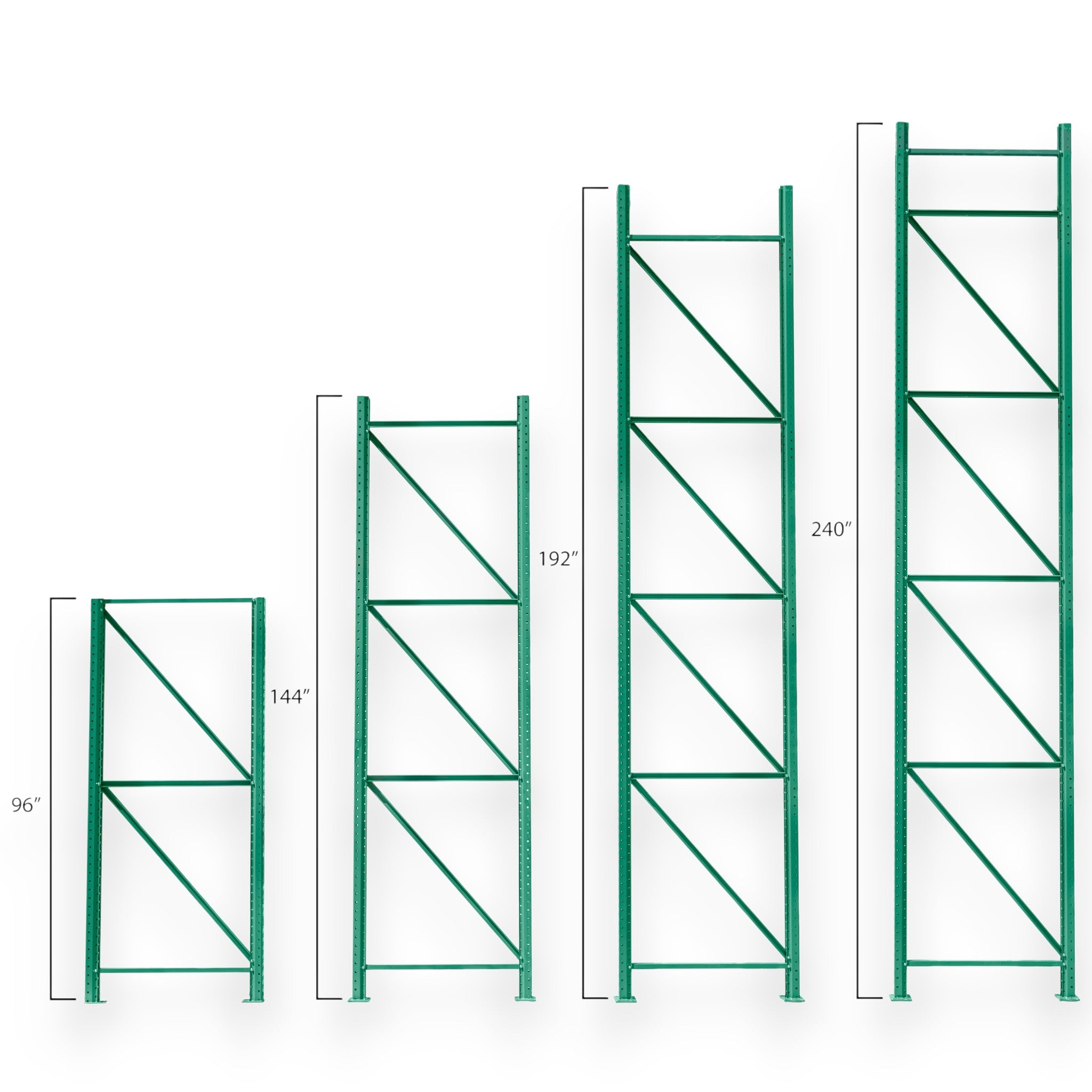 Kingmore Teardrop 12' Pallet Rack Uprights (15ga, 5"x8" Baseplate, 18,928 lb Cap. @ 48" Shelf Spacing )